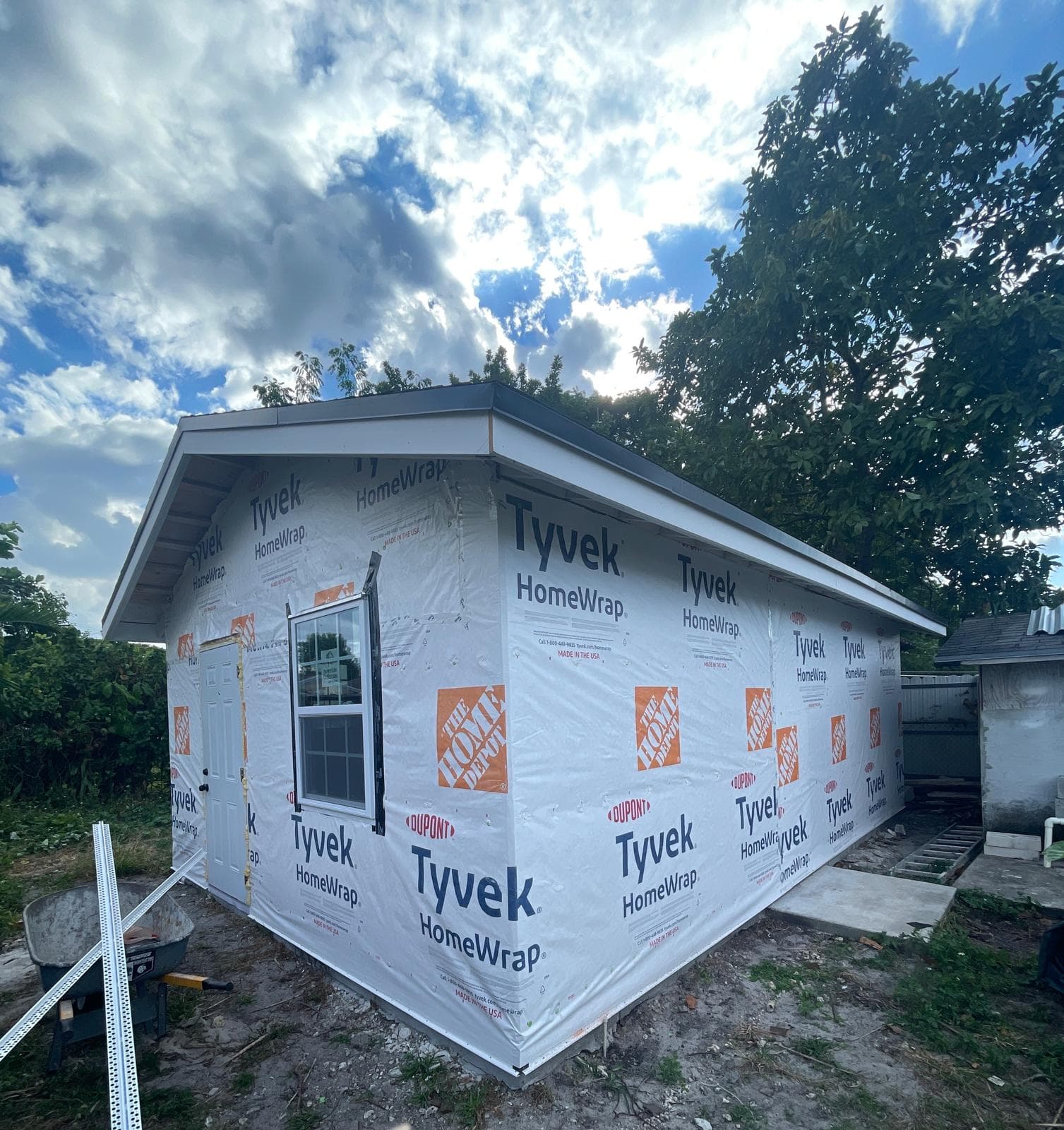16x24 ADU framed and wrapped in Tyvek HomeWrap, Miami